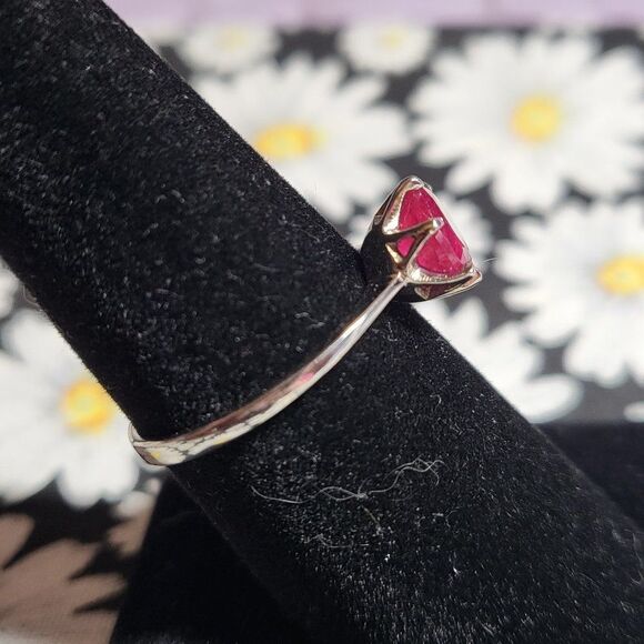 Natural Ruby Sterling Silver Solitaire Ring - Picture 6 of 8